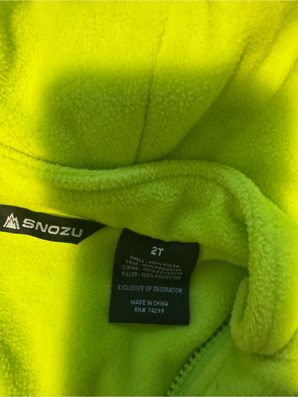 Snozu Blue and Neon Green Hooded Puffer Jacket - Picture 2 of 5